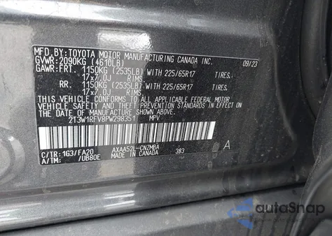 2023 Toyota Rav4 Xle z USA, uszkodzony, nr VIN 2T3W1RFV8PW298351